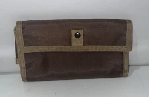 Vtg 80s Womens Nylon Wallet Taupe Brown Hook Loop Continental Basic Used Korea - Picture 1 of 6