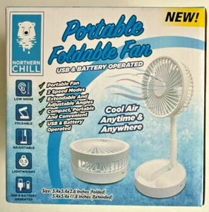 Portable Foldable Fan by Northern Chill, USB & Battery Operated, New in box - Picture 1 of 6