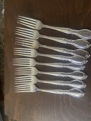 8 tenedores de cena de plata Wm Rogers Moonlight / Royal Victorian Foto 1 de 2