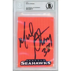 Mack Strong signed Football TD Pylon Cut Seattle Seahawks Autogramm Beckett Platte - Bild 1 von 5