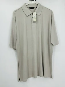 Murano Aubergine Short Sleeve Mens Polo Shirt LARGE Silver Cloud 100% Silk NWT - Picture 1 of 11