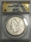 1894-S AU MORGAN SILVER DOLLAR. ANACS AU50 DETAILS CLEANED, SCRATCHED. 6