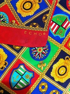 Echo Nautical Star Compass Shield Red Green Scarf Wrap Ship Vibrant 11 x 58" - Picture 1 of 5