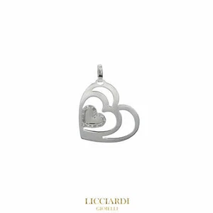Ciondolo donna cuore oro bianco 18kt e zirconi - Foto 1 di 3