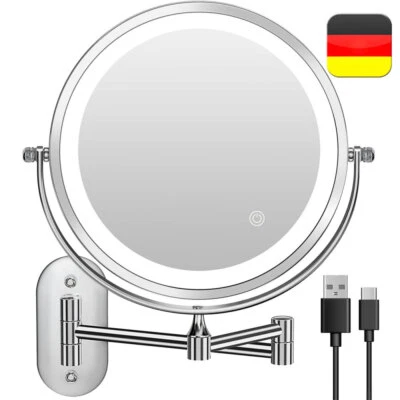 Kosmetikspiegel Ø20cm 1/10-Fach mit LED Beleuchtung Wandmontage Touchscreen DE - Bild 1 von 4