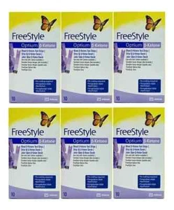 Abbott Freestyle Optium KETONE Test Strips 60 Tests TOTAL 10 Strips per box - Picture 1 of 1