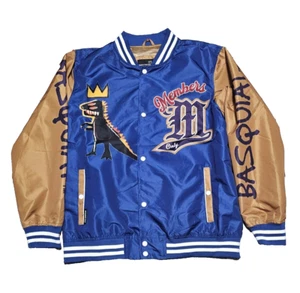 Jean Michel Basquiat + Members Only Jacket Mens Large Blue Gold Mona Lisa NWT - Picture 1 of 17