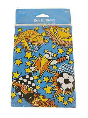 Vintage NOS Tender Thoughts Boy Birthday Invitations Sports Theme Party - Image 1 of 2