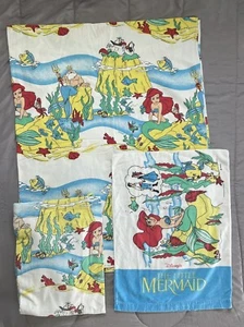 Vintage Disney Die kleine Meerjungfrau Baumwolle 3-teiliges Twin Laken Set Kissenhülle 90er - Bild 1 von 12