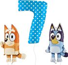 Toyland®Bluey & Bingo Pack-2 x 80cm Character Balloons & 1x 101cm Spotty Number