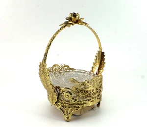 Hamilton Sterling COASTER STAND Decorative 24k Gold Plated 4 Crystal Coasters - Picture 1 of 20