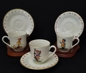 Hummel Set of 3 Mini Tea Cup & Saucer Set Apple Tree Boy, Postman, Goose Girl - Picture 1 of 6