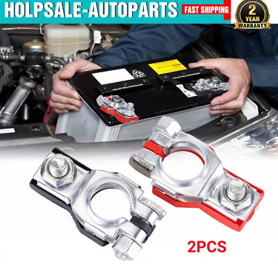 UNIVERSAL 2 CAR BATTERY TERMINAL CONNECTOR TOP POST POSITIVE NEGATIVE HEAVY DUTY - Image 1 of 4