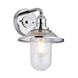Luce Lampada da Parete Stanza Bagno Acciaio Vetro Trasparente Cromo IP44 H 30 CM - Foto 1 di 5