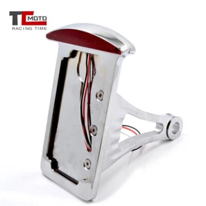 Motorcycle Vertical Side Number License Plate Holder Bracket With Led Taillight - Imagen 1 de 10