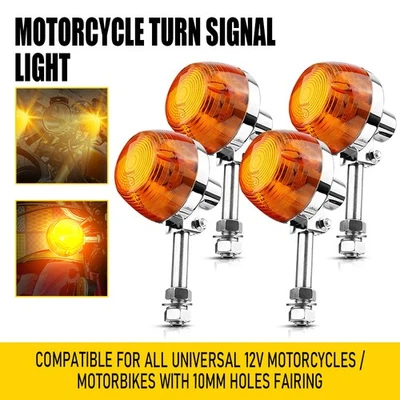 4X For Honda C70 CT70 CT90 XL100 CB350 CM400 Motorcycle Amber Turn Signal Light - Image 1 of 4