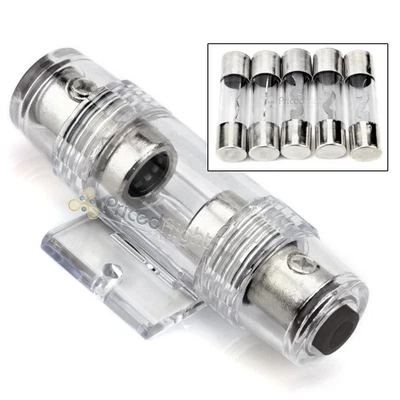 Portafusibles AGU calibre 4 u 8 en línea y paquete de 5 fusibles AGU 60 AMPERIOS Foto 1 de 4