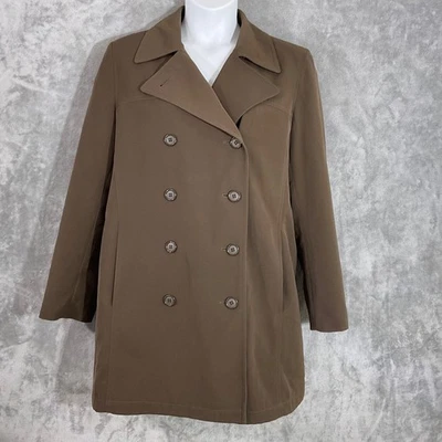 Винтажный Jacqueline Ferrar 90-х средней длины зеленый Тренч двубортный * - Изображение 1 из 4