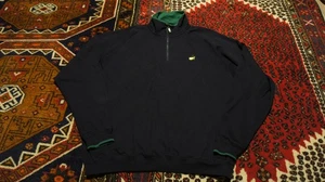 Suéter de golf Masters para hombre XL azul marino Bobby Jones algodón 1/4 cuarto cremallera logotipo - Imagen 1 de 8