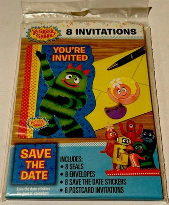 Suministros de fiesta Yo Gabba Gabba - Invitaciones con guardar la fecha y sellos - 8ct. Foto 1 de 2