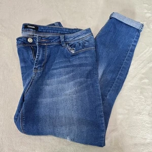 Jeans Kensie Jeans alla caviglia senza sforzo 12 blu vita media denim elasticizzato invecchiato - Foto 1 di 11