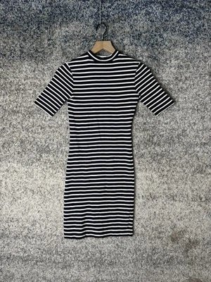 Vestido Alexander Wang Para Mujer XS Rayas Ajustado Manga Corta Mini Cuello Redondo Informal Foto 1 de 4