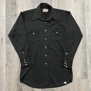 Vintage H Bar C Black Western Pearl Snap Ranchwear Cowboy Rockabilly Shirt Sz L - Picture 1 of 4