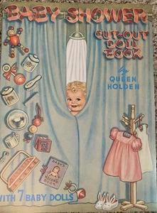 Vintage 1985 Queen Holden Paper Doll BABY SHOWER Cut-Out Book w/7 Dolls! UNCUT - Picture 1 of 2