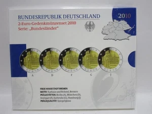 Juego de monedas - 2 € juego de monedas conmemorativas 2010 ADFGJ "Hansestadt Bremen" PP en bl.  GS8282 - Imagen 1 de 2