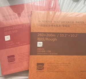 X 2. Baohong Academy Water Colour Paper hot Press And Rough 300gsm - Picture 1 of 3