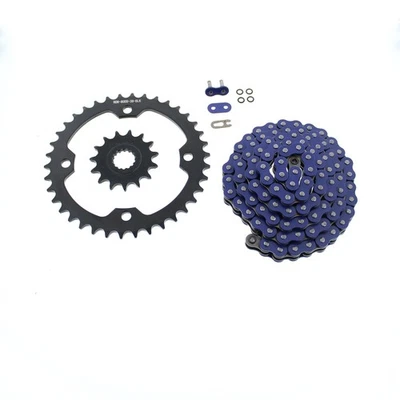 Yamaha YFM700 700 Raptor 2006-2009 cadena de junta tórica azul y piñón negro 15/38 Foto 1 de 4
