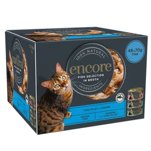 48 x 70g Encore 100% Natural Wet Cat Food Tins Fish Selection in Broth - Picture 1 of 5