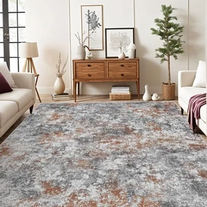 Modern Abstract Area Rug, 5x7 Washable Large Living Room Rugs for Bedroom, So... - Picture 1 of 7