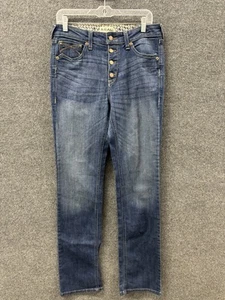 Ariat Jeans Womens 30L Blue Real High Rise Straight Leg Medium Wash Denim 33.5” - Picture 1 of 15