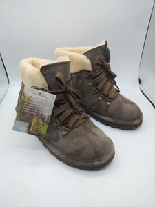 BEARPAW Marta Exotic Wool Suede Boots Women's Sz 10 Earth Camo Lace Up NWT -Read - Picture 1 of 11