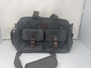 Ravuo Messenger Shoulder Black Laptop Bag Water Resistant Canvas - Picture 1 of 5