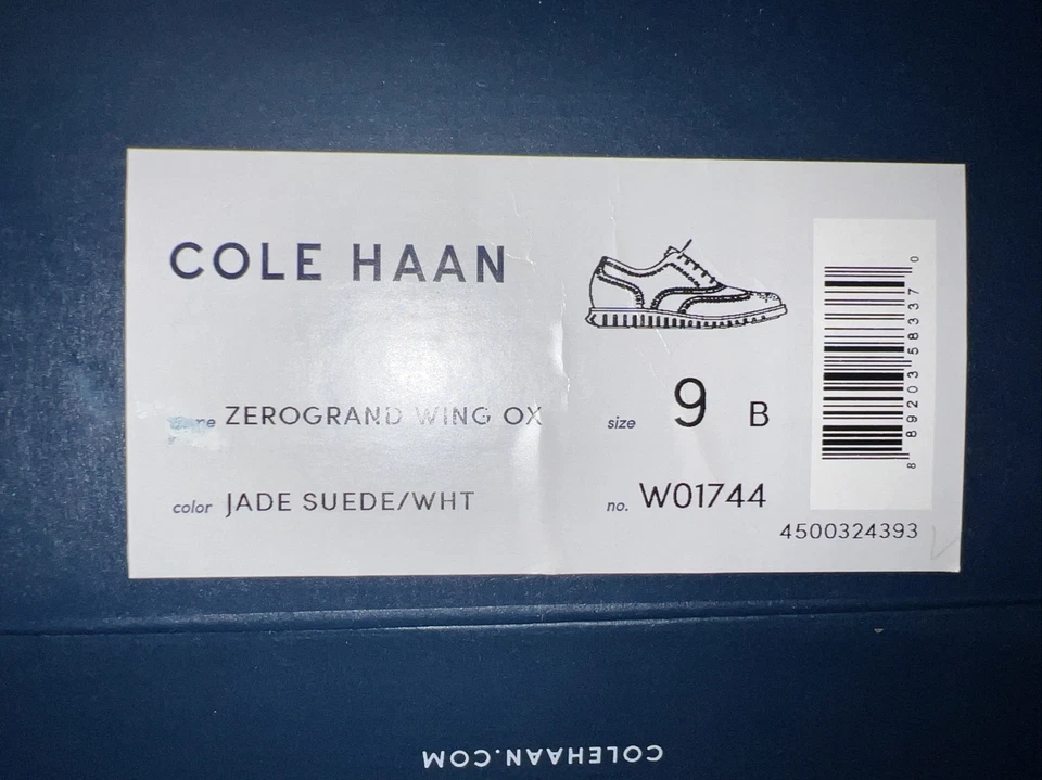 Zapato Oxford Cole Haan Zerogrand Wing - W01744 - Gamuza Jade/blanco - Talla 9 B Foto 1 de 4