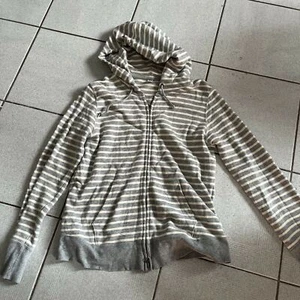 Uniqlo Hoodie XL Size Grey White Stripe Cotton Polyester - Picture 1 of 12