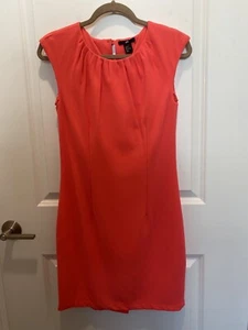 H & M Size 8 Bright Coral Pink Cap Sleeve Sheath Dress HM - Picture 1 of 8
