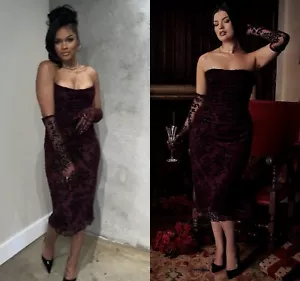 House Of CB Black Cherry Devore Corset Dress Size S - Picture 1 of 5