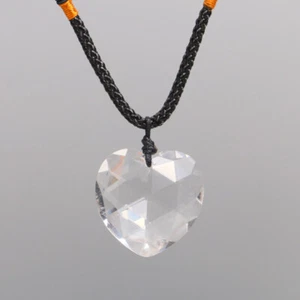 Collar curativo colgante corazón facetado cristal prisma ahumado cuarzo transparente natural - Imagen 1 de 16
