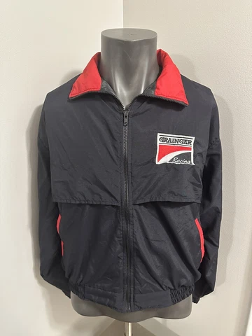 Vintage Grainger Rousch Racing Jacket Windbreaker Mens Large NASCAR Made In USA Cover