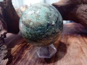 Beautiful Chrysocolla In Quartz Sphere (SP2) - Picture 1 of 9