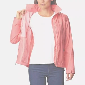 Columbia Women's Rain Jacket Switchback Waterproof Hooded Packable Peach Blossom - Picture 1 of 6