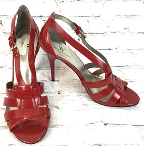 Zapato de mujer WORTHINGTON 8 M rojo patente correa punta abierta Mary Jane tacones altos - Imagen 1 de 6