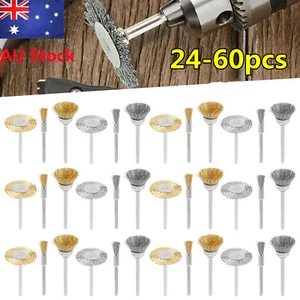 Stainless Steel Wire Brush Dremel Tool Rotary Die Grinder Removal Wheel Set - Picture 1 of 17