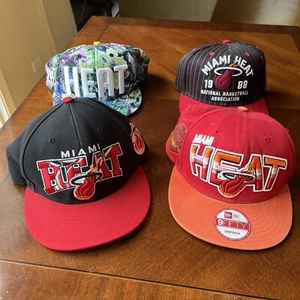 Men’s Lot Of 4 Miami Heat NBA Basketball Variety Brand Snapback Fitted Hats! - Picture 1 of 21