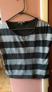 Top para mujer Forever 21 junior pequeño negro/plateado pequeño - Imagen 1 de 5