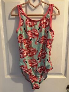 Girl’s One Piece Flamingo Bathing Suit  Size L (10/12) Gymboree Brand Preowned