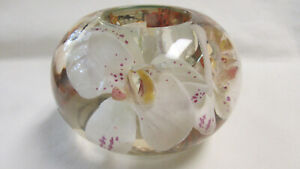 Emilio Robba White Orchid Flower Votive Candle Holder Clear Glass Original Label